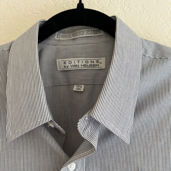 Men’s Striped Short Sleeve Button Down Shirt - Editions by Van Heusen Size 17.5 - Picture 4 of 7